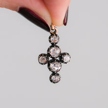 Load image into Gallery viewer, Antique Late Georgian 14K Gold and Silver Dutch Rose-Cut Diamonds Cross Pendant