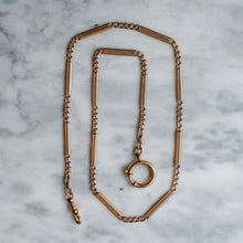 Load image into Gallery viewer, Art Deco 14K Rose Gold Curb and Bar Link Watch Chain