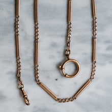 Load image into Gallery viewer, Art Deco 14K Rose Gold Curb and Bar Link Watch Chain