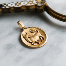 Load image into Gallery viewer, Vintage 18K Yellow Gold French Taurus Zodiac Astrological Pendant