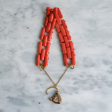 Load image into Gallery viewer, Antique Late Georgian/Early Victorian Coral Gate-Link Lover's Eye Padlock Bracelet