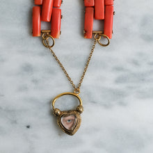 Load image into Gallery viewer, Antique Late Georgian/Early Victorian Coral Gate-Link Lover's Eye Padlock Bracelet