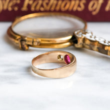 Load image into Gallery viewer, Antique Burmese Ruby and Diamond Flush Set Ring