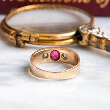 Load image into Gallery viewer, Antique Burmese Ruby and Diamond Flush Set Ring