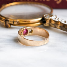 Load image into Gallery viewer, Antique Burmese Ruby and Diamond Flush Set Ring