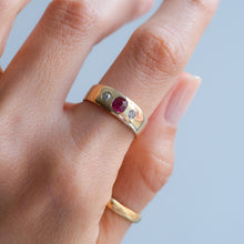 Load image into Gallery viewer, Antique Burmese Ruby and Diamond Flush Set Ring