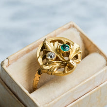 Load image into Gallery viewer, Antique Art Nouveau Emerald and Diamond Foliate Ring