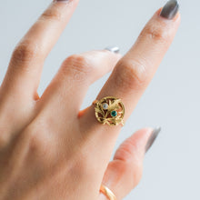 Load image into Gallery viewer, Antique Art Nouveau Emerald and Diamond Foliate Ring