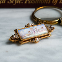 Load image into Gallery viewer, Antique Hand-painted Enamel, Pearl and Diamond Cherub Brooch