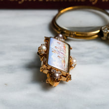 Load image into Gallery viewer, Antique Hand-painted Enamel, Pearl and Diamond Cherub Brooch