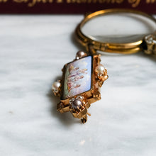 Load image into Gallery viewer, Antique Hand-painted Enamel, Pearl and Diamond Cherub Brooch