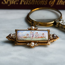 Load image into Gallery viewer, Antique Hand-painted Enamel, Pearl and Diamond Cherub Brooch