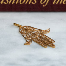 Load image into Gallery viewer, Vintage French Hamsa / Hand of Fatima Filigree Pendant