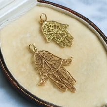 Load image into Gallery viewer, Vintage French Hamsa / Hand of Fatima Filigree Pendant