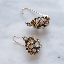 Load image into Gallery viewer, Victorian 14K Rose Gold Diamond Floral Cluster Drop Earrings
