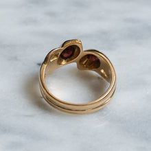 Load image into Gallery viewer, Vintage 9K Rose Gold Garnet Toi et Moi Snake Ring