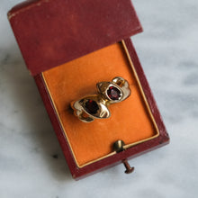 Load image into Gallery viewer, Vintage 9K Rose Gold Garnet Toi et Moi Snake Ring