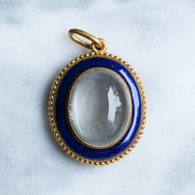 Load image into Gallery viewer, Antique Late 19th Century Blue Enamel Rock Crystal Locket