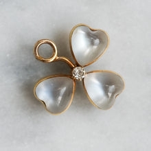 Load image into Gallery viewer, 14K Yellow Gold Moonstone and Diamond Shamrock Pendant