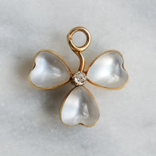 Load image into Gallery viewer, 14K Yellow Gold Moonstone and Diamond Shamrock Pendant