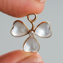 Load image into Gallery viewer, 14K Yellow Gold Moonstone and Diamond Shamrock Pendant