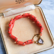 Load image into Gallery viewer, Antique Late Georgian/Early Victorian Coral Gate-Link Lover's Eye Padlock Bracelet
