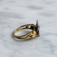 Load image into Gallery viewer, Art Nouveau 14K Yellow Gold Enamel Pansy with Diamond Ring