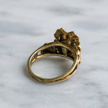 Load image into Gallery viewer, Art Nouveau 14K Yellow Gold Enamel Pansy with Diamond Ring