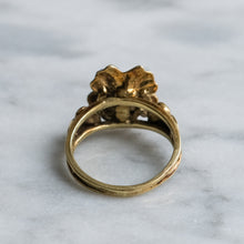 Load image into Gallery viewer, Art Nouveau 14K Yellow Gold Enamel Pansy with Diamond Ring
