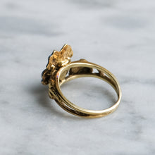 Load image into Gallery viewer, Art Nouveau 14K Yellow Gold Enamel Pansy with Diamond Ring