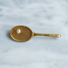 Load image into Gallery viewer, Vintage Retro era Pearl Tennis Racket Brooch
