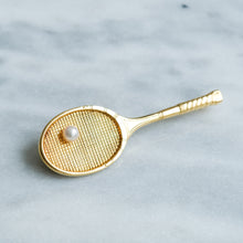 Load image into Gallery viewer, Vintage Retro era Pearl Tennis Racket Brooch