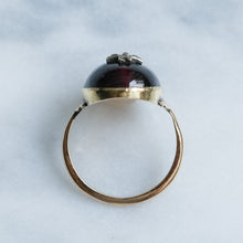 Load image into Gallery viewer, Antique Cabochon Garnet with Rose-Cut Diamonds in a Cross Design