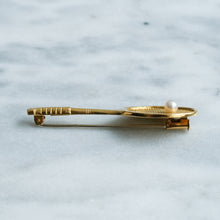 Load image into Gallery viewer, Vintage Retro era Pearl Tennis Racket Brooch