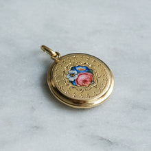 Load image into Gallery viewer, Antique Victorian Engine Turned Enamel Floral Locket