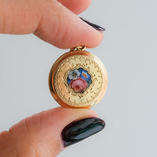 Load image into Gallery viewer, Antique Victorian Engine Turned Enamel Floral Locket