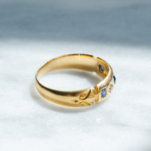 Load image into Gallery viewer, Antique Victorian Flush-Set Sapphire and Diamond Five Stone Ring