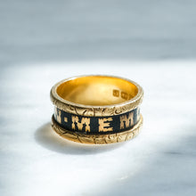 Load image into Gallery viewer, Antique Edwardian era Enamel "In Memory of" Memorial Ring