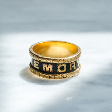 Load image into Gallery viewer, Antique Edwardian era Enamel "In Memory of" Memorial Ring