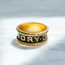 Load image into Gallery viewer, Antique Edwardian era Enamel "In Memory of" Memorial Ring