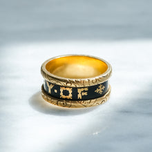 Load image into Gallery viewer, Antique Edwardian era Enamel "In Memory of" Memorial Ring