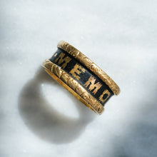 Load image into Gallery viewer, Antique Edwardian era Enamel "In Memory of" Memorial Ring