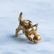 Load image into Gallery viewer, Vintage Kitten Playing with a Ball Charm