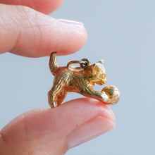 Load image into Gallery viewer, Vintage Kitten Playing with a Ball Charm