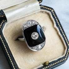 Load image into Gallery viewer, Antique Art Deco Onyx Plaque Diamond Ring