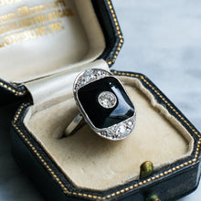 Load image into Gallery viewer, Antique Art Deco Onyx Plaque Diamond Ring