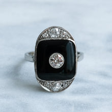 Load image into Gallery viewer, Antique Art Deco Onyx Plaque Diamond Ring