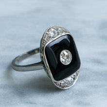Load image into Gallery viewer, Antique Art Deco Onyx Plaque Diamond Ring
