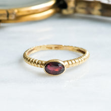 Load image into Gallery viewer, Oval Faceted Garnet Solitaire Stacking Ring