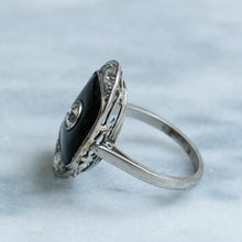 Load image into Gallery viewer, Antique Art Deco Onyx Plaque Diamond Ring